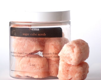 Sugar Cube Scrub Soap Pink Grapefruit Handcrafted - All Natural - Scented - Vegan