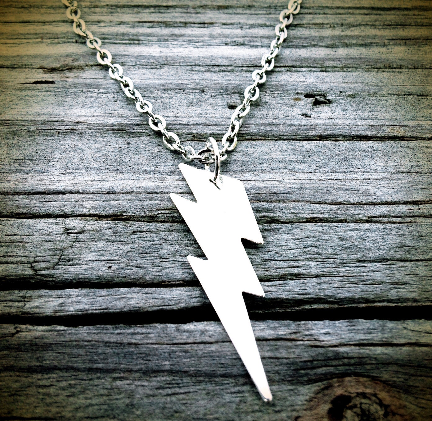 Lightning Thunder Bolt Necklace silver plated electrical