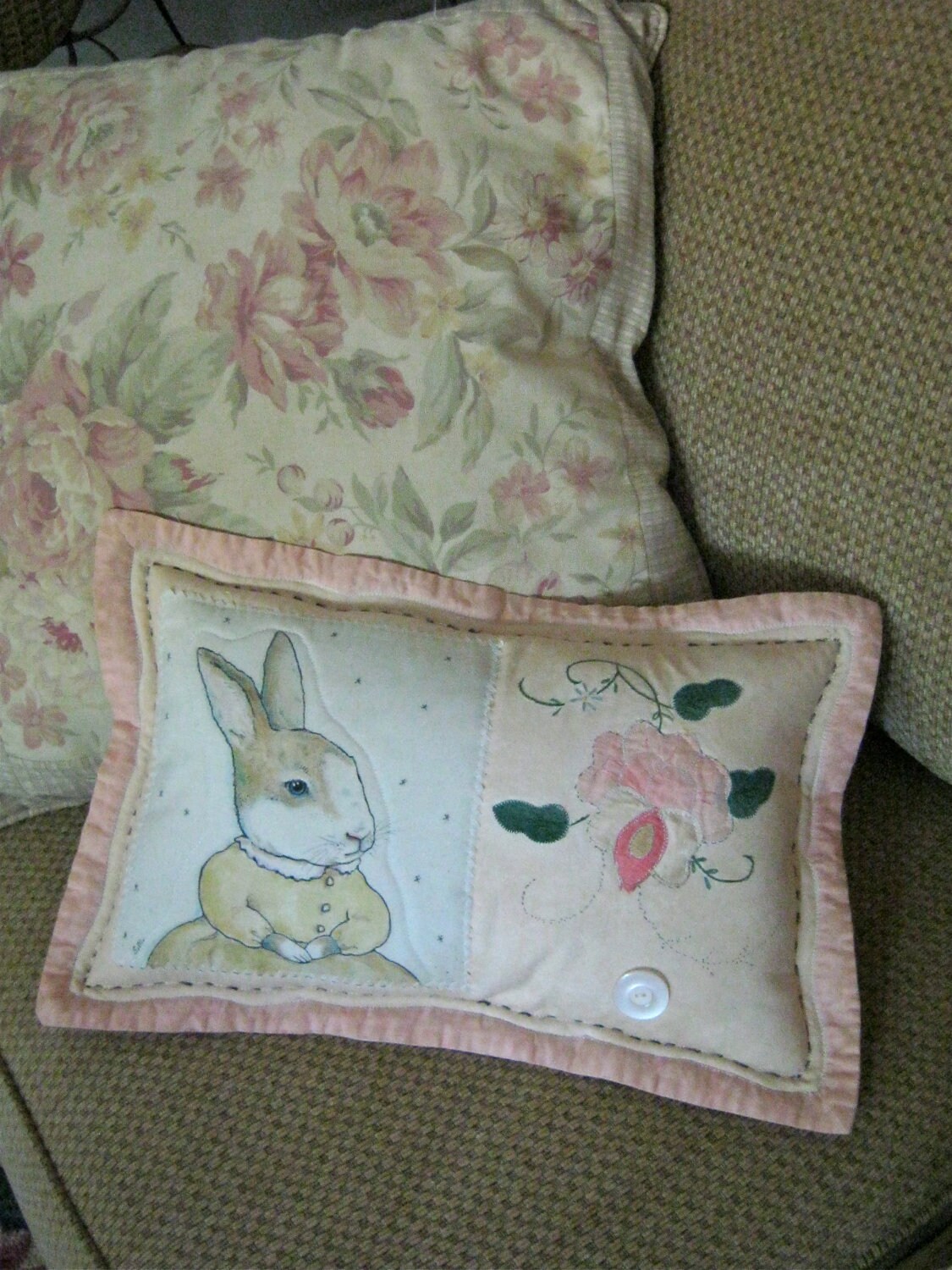 Rabbit art illustrated pillow art pillowvintage by sandymastroni