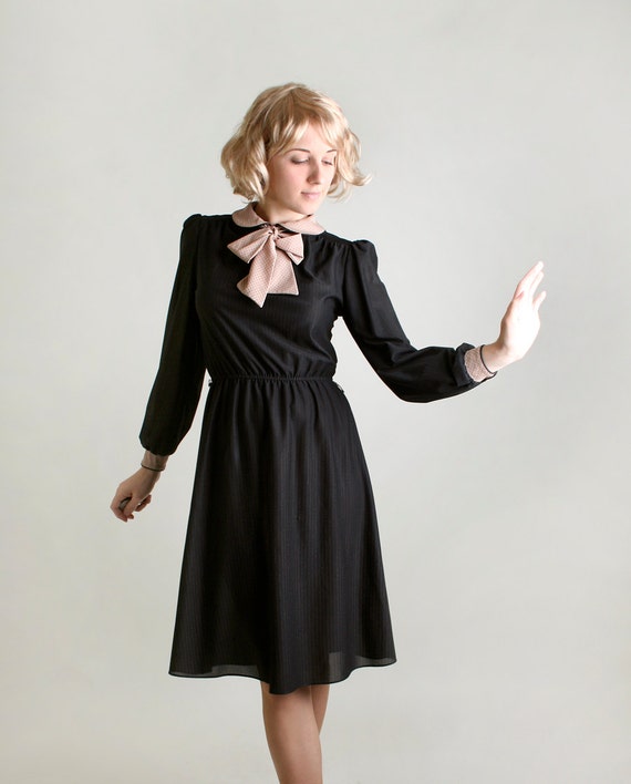 Vintage 1980s Secretary Dress Luci Fellini Black and by zwzzy