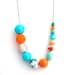 RESERVED FOR cpatt01 Asymmetrical Orange and Aqua Beaded Necklace