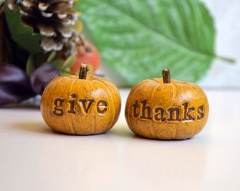 Thanksgiving decor pumpkins. give thanks .nice