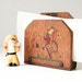 Vintage Wood Letter Holder - Napkin Holder - Bucking Bronco and Cowboy
