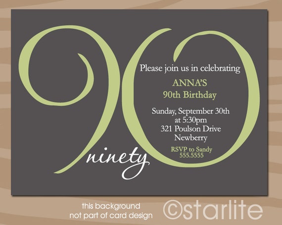 90th Birthday Invitation Adult Milestone 90th Birthday By Starwedd