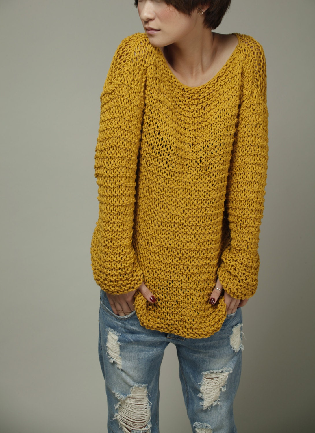 Mustard yellow sweater womens