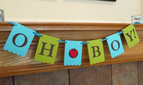 Oh Boy Banner - Embossed Sm Dots - READY TO SHIP - Baby Boy Shower Decoration Baby Shower Garland Decor Il_570xn