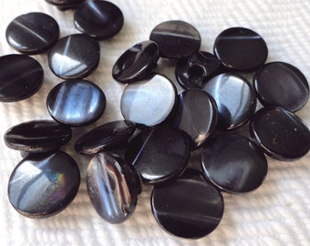Dark Pearl Vintage Buttons - 12 Mother of Pearl Antique Shell for Jewelry Supplies Beads Sewing Knitting