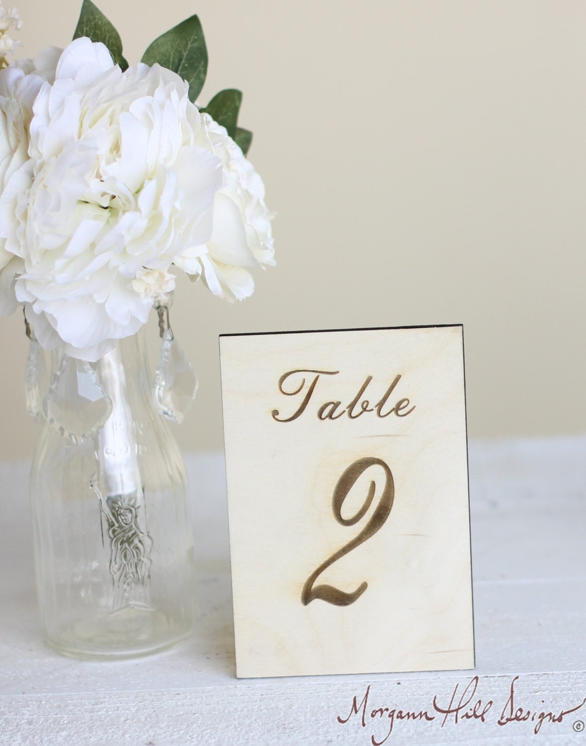 Rustic Table Numbers Engraved Wood Country Barn Wedding Decor Signs (Item Number MHD20230)
