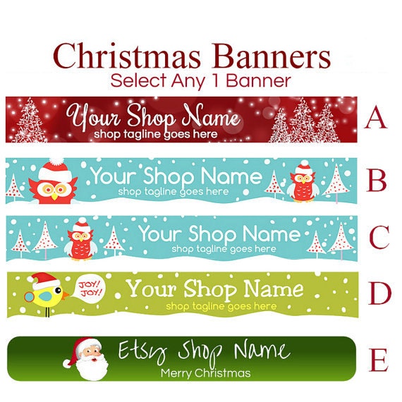 etsy christmas banner Banners 1 Christmas Etsy Shop Banners Selections