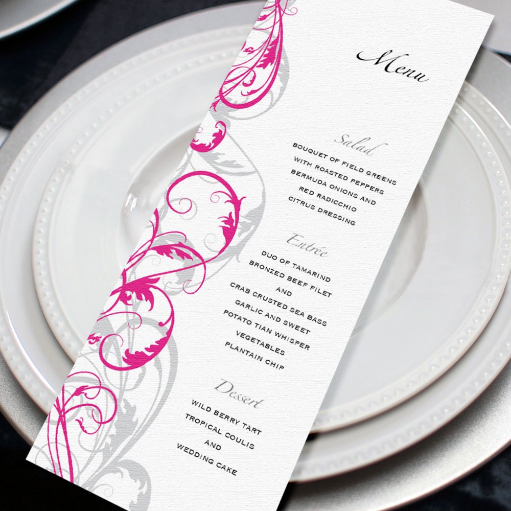 swirl menu card diy printable file