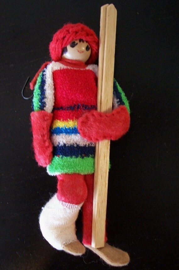 vintage skier with broken leg ornament vintage skier with broken leg ornament