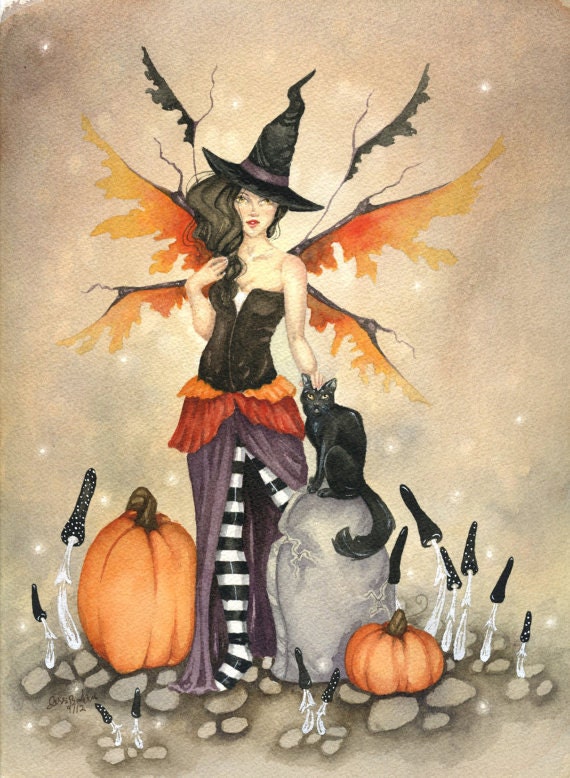 Fairy Art Print 5x7 Witch Fairy whimsical halloween