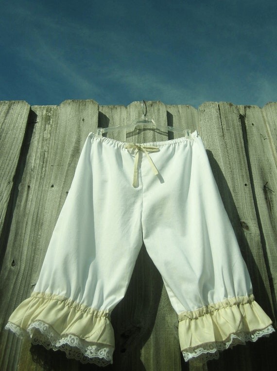 White Knee Length Bloomers with white lace and light by Auramatic