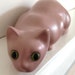 pink china cat 60s 1960s large statue ornament