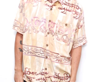 versace style surf TROPICAL beach print 90s HAWAIIAN short sleeve button up shirt