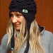 new Black EARFLAP HAT BOHO eclectic hat Crochet cotton Aviator Hat scalloped hat Pilot hat Chunky hat