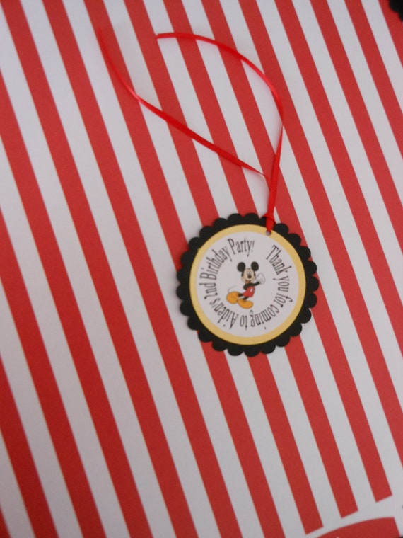 Mickey Mouse Party Favors- (12) Disney birthday baby shower thank you tag favor tag Il_570xn