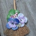 Mini Flower & Dragonfly Broom Magnet Or Ornament.