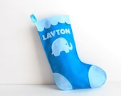 Christmas Stocking, PERSONALIZED name elephant First Christmas baby stocking A482 Il_170x135