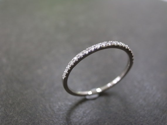 34.34mm Diamond Wedding Band in 344K White Gold Thin Ring