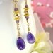 Purple amethyst gold drop earrings