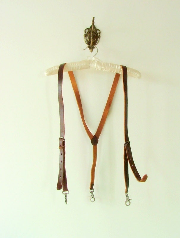 Vintage leather suspenders mens Country Western