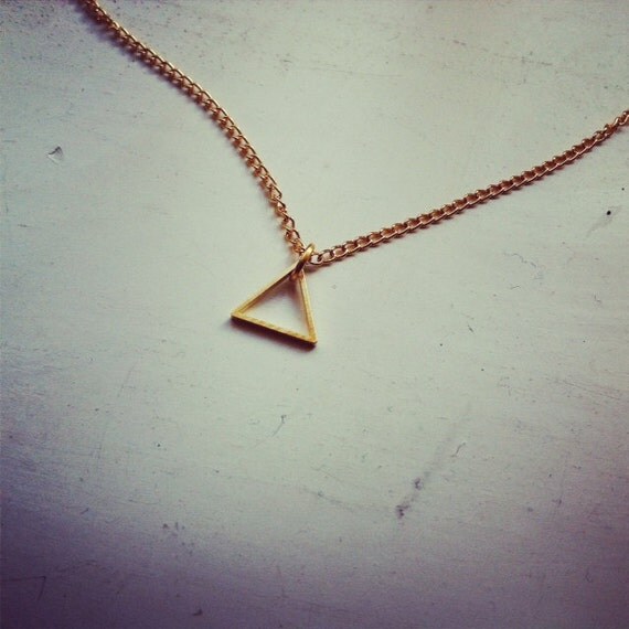 tiny dainty triangle necklace gold plated by LoveLittleDarling
