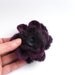 Purple crochet flower brooch pin . Mohair & 100% wool 3 layered