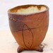 Ceramic Wood-fired Footed Cup with Abstract Carving