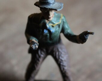 Antique 30's/40's Elastolin Toy Cowboy with two pistols, made in Germany
