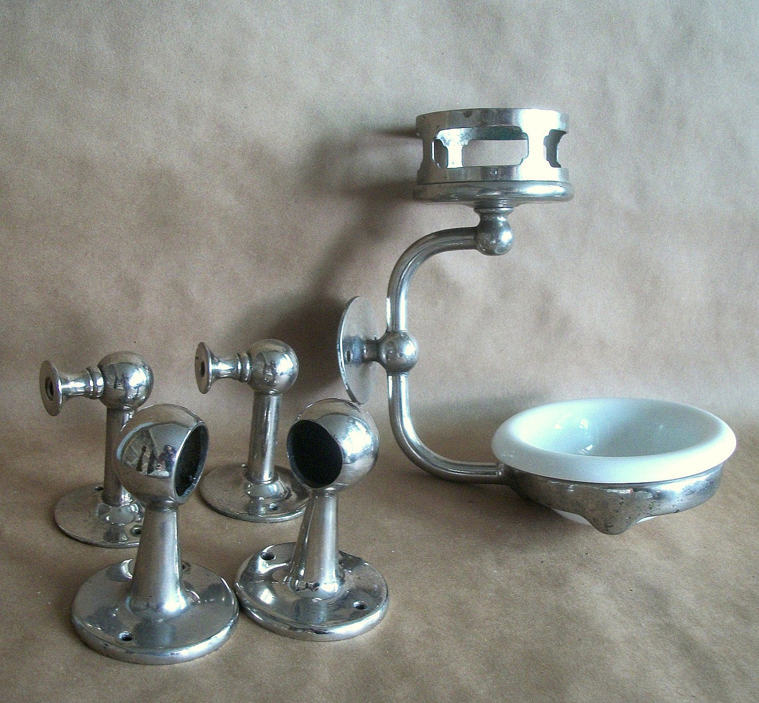 Antique Collection of Nickel Plated Bath by