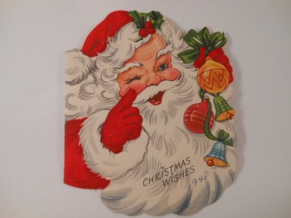 Vintage Retro Santa Claus 1940s Christmas Card by ItsAllTreasure