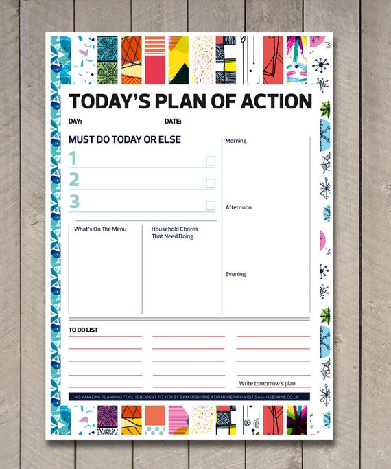 printable day family organiser to do list chart pattern
