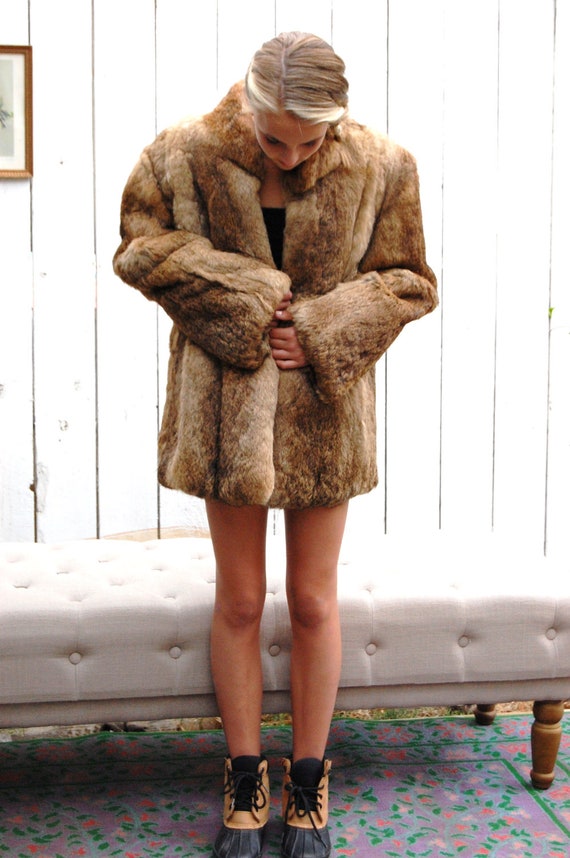 RESERVED for MICHELLE Vintage Rabbit Fur Coat M/L