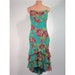 Betsey Johnson turquiose silk print cascading ruffle dress. Cha cha diva.