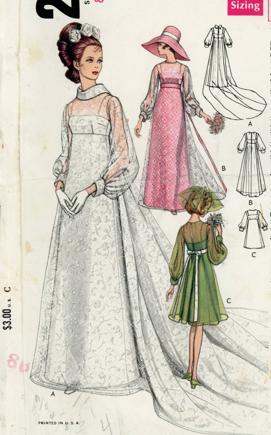 Vogue 2058 Misses 1960s Wedding  Dress  Pattern  Bridesmaids