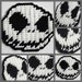Plastic canvas big black eyes and white skull skeleton head with black evil smile grin small magnet