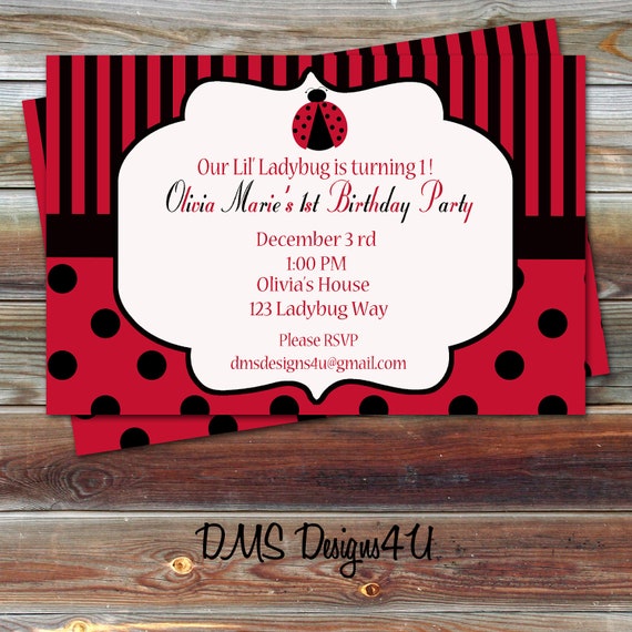 Homemade Ladybug Birthday Invitations 1