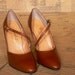 Vintage 1970s Brown Stacked Heels. Mary Jane Shoes. NOS. Size UK 3.5, US 6, Eur 36