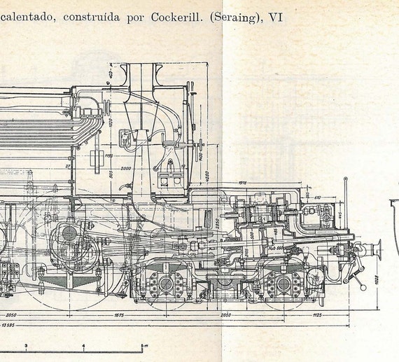 Locomotives Vintage Technical Drawing by CarambasVintage on Etsy