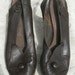 Reserve-1940s shoes / Chocolate Brown Leather Peep toe Platform Heels by Grandeur Size 7 AAA