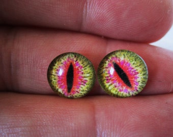 Reptile glass eyes 12mm cabochons for jewelry making and crafts