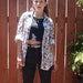 1990s Floral Rose Print Button Front Shirt w Front Pocket / Size Large