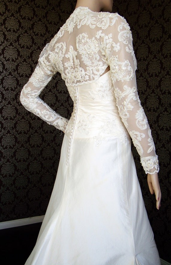 Couture Vintage Style Long Sleeve Beaded Lace Bridal Bolero Fancy ... Couture Vintage Style Long Sleeve Beaded Lace Bridal Bolero Fancy ...