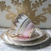 RESERVED Fabulous Vintage English Teacup, Saucer And Cake Plate, 22 Kt Gold