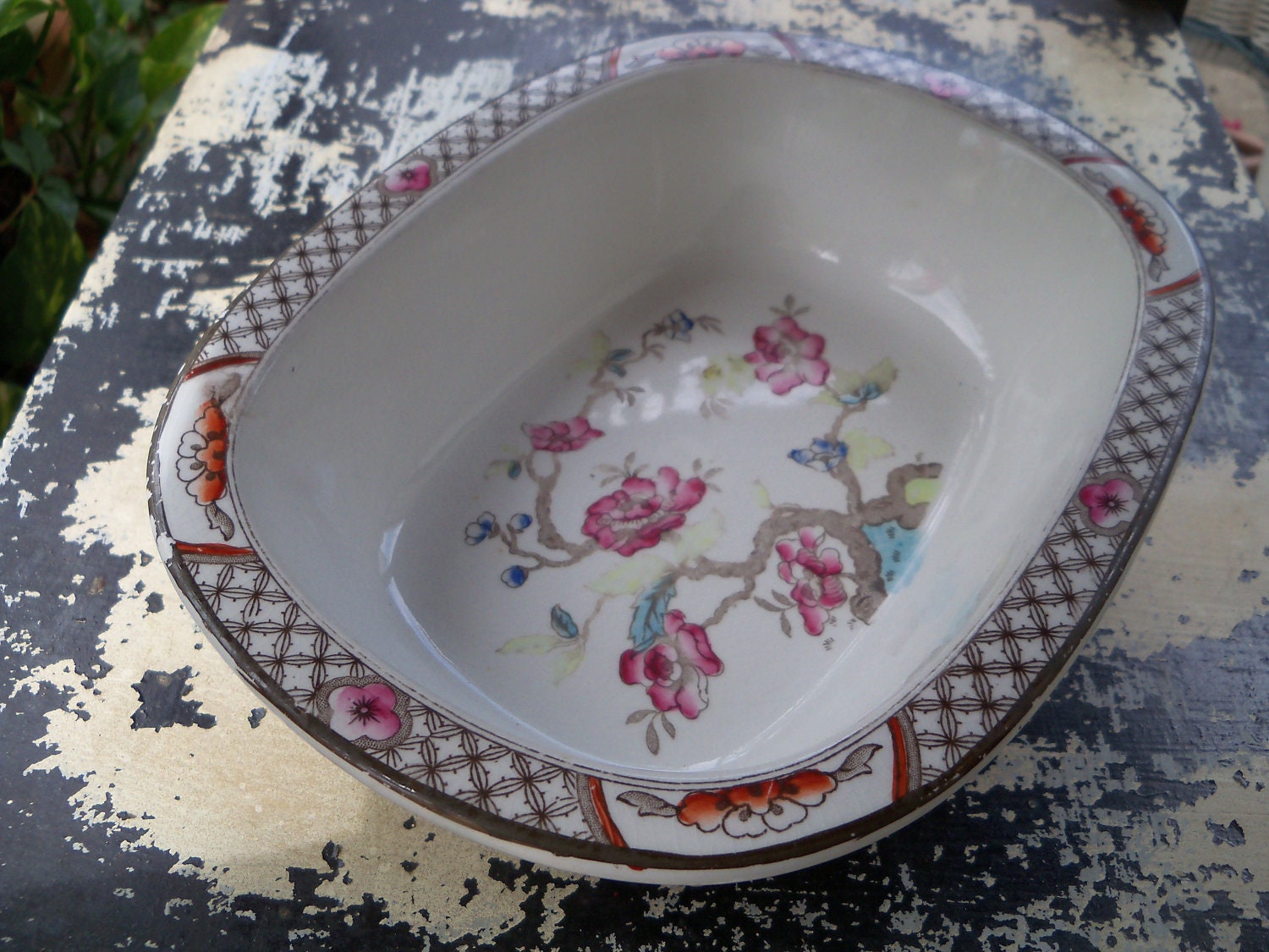 Vintage Indian Tree Serving Dish John Maddock and Sons England ca 40s