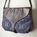 SALE!! Leather and Tapestry Shoulder Bag, Blue and Silver Brocade Fabric Handbag, Brown Coffee Leather Saddle Bag Handmade in NYC