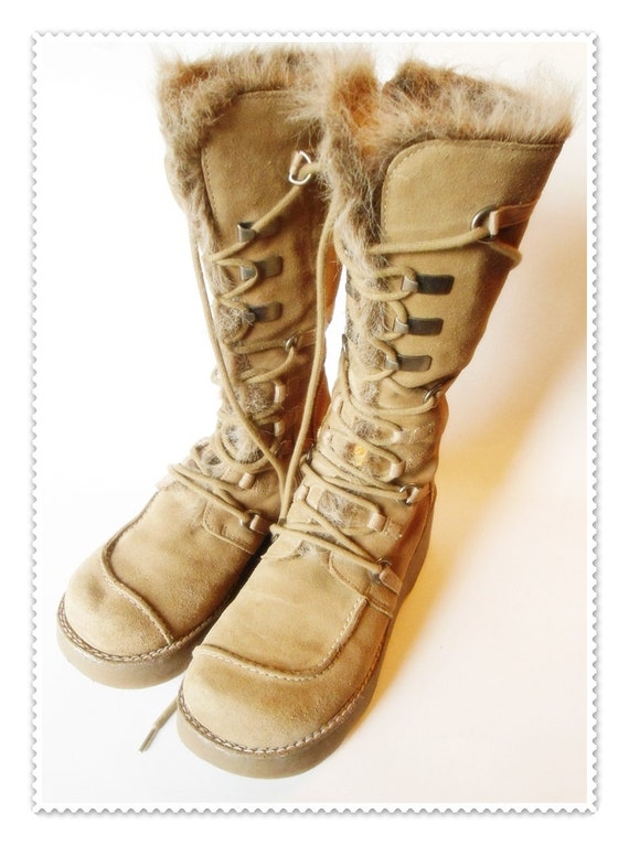 tan suede fur boots