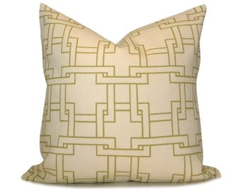 Thom Filicia City Squares Pillow Cover - Modern Green Ivory in Trellis Decorative Pillow - Lumbar and Square Sizes
