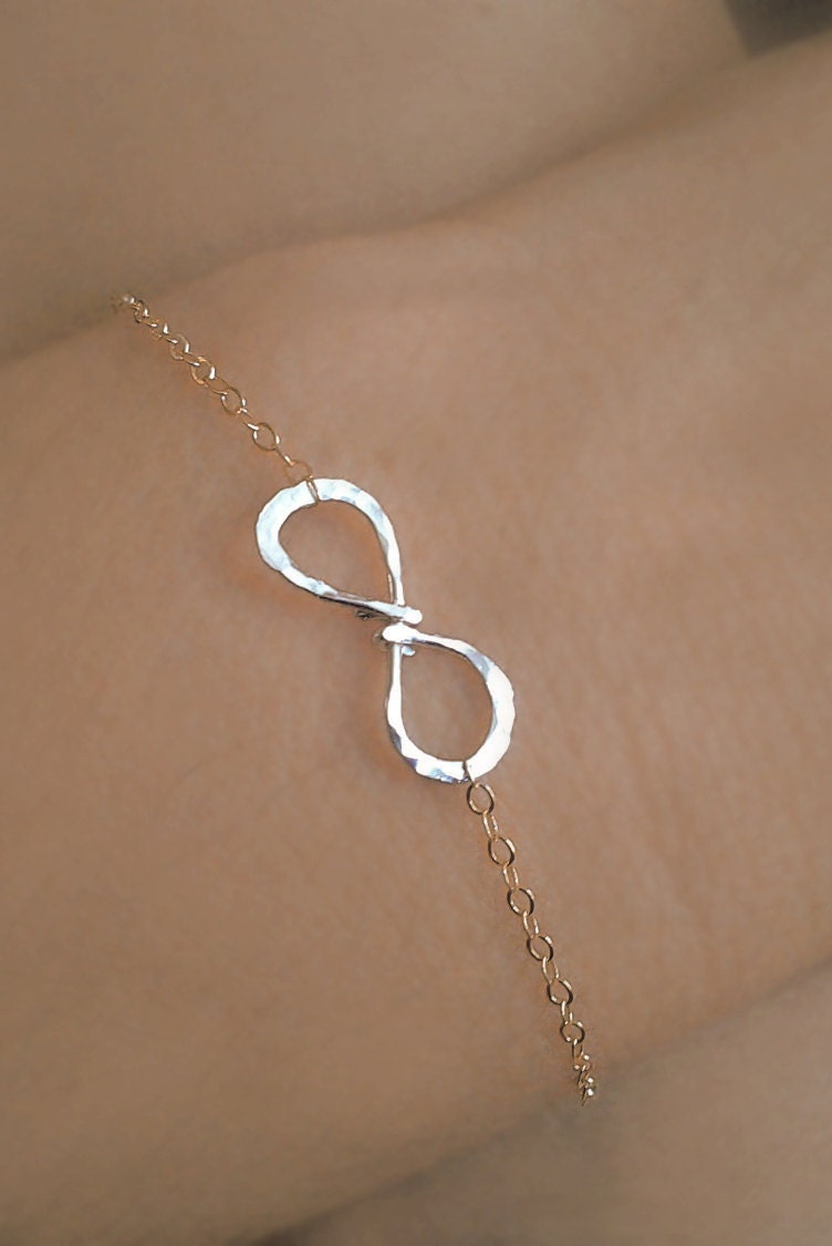 Two tone Infinity charm Bracelet or in Gold and